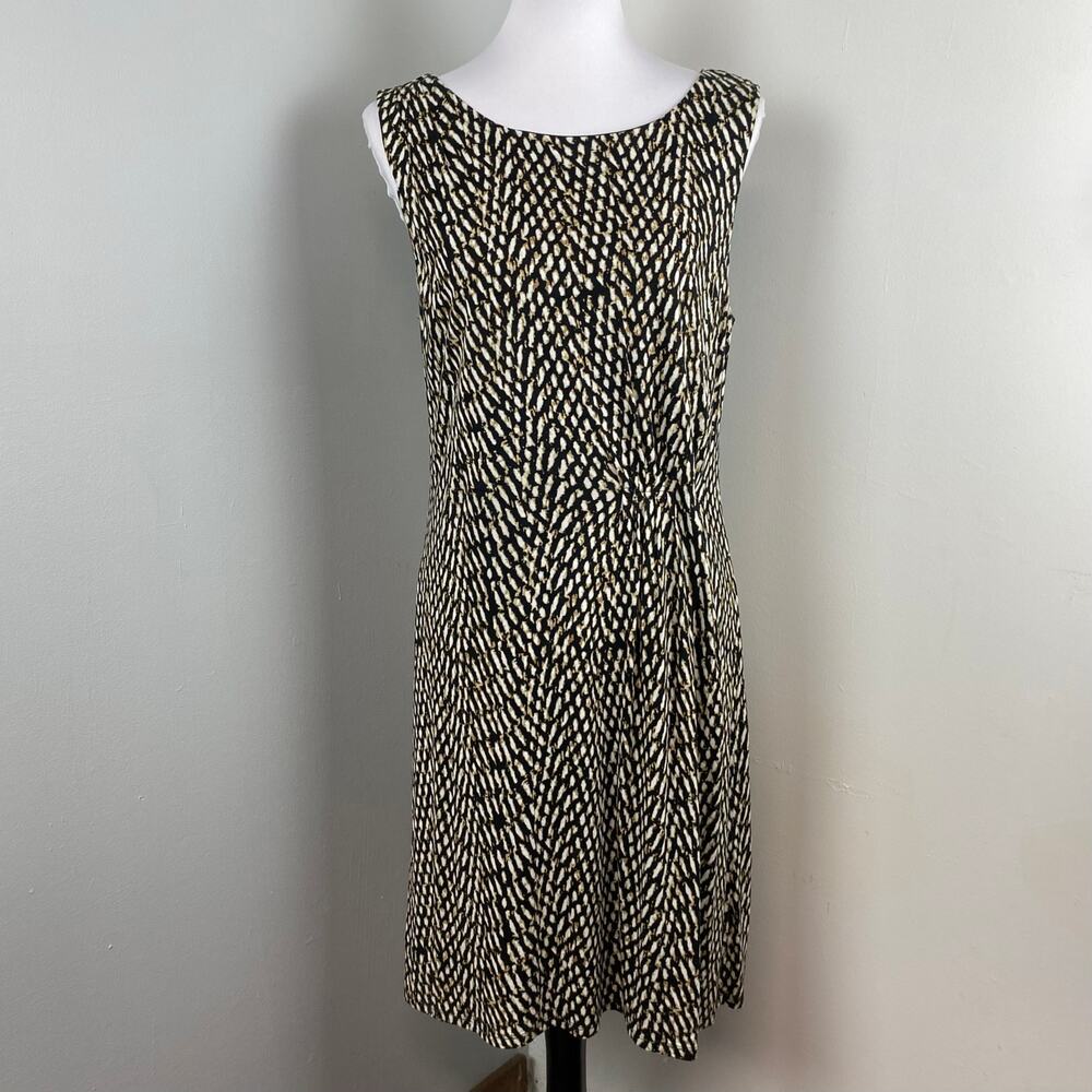 Loft Ikat Soft Knit Figure Flattering Sleeveless Sheath Dress Large